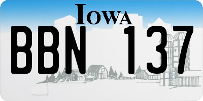 IA license plate BBN137