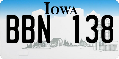 IA license plate BBN138