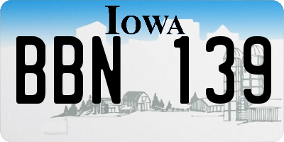 IA license plate BBN139