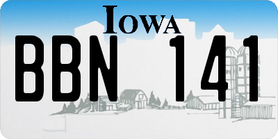 IA license plate BBN141