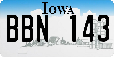 IA license plate BBN143