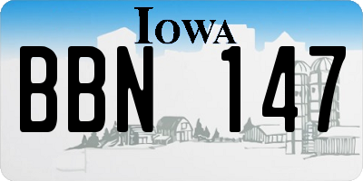IA license plate BBN147