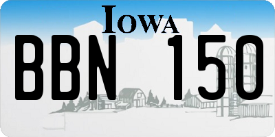 IA license plate BBN150