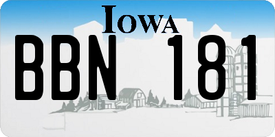IA license plate BBN181