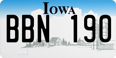 IA license plate BBN190
