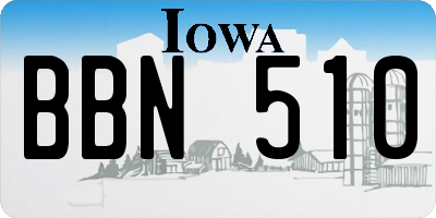 IA license plate BBN510