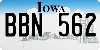 IA license plate BBN562
