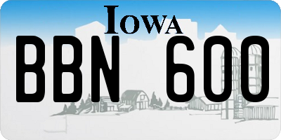IA license plate BBN600