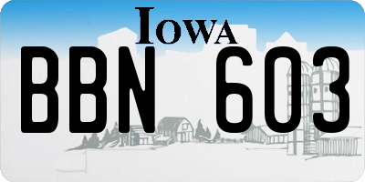 IA license plate BBN603