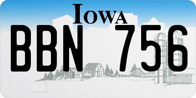 IA license plate BBN756