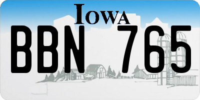 IA license plate BBN765