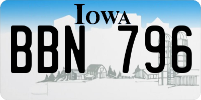 IA license plate BBN796