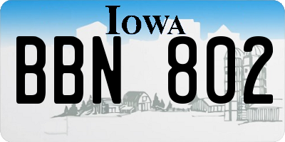 IA license plate BBN802