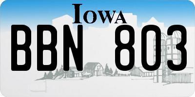 IA license plate BBN803