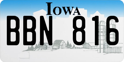 IA license plate BBN816