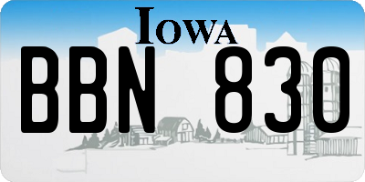 IA license plate BBN830