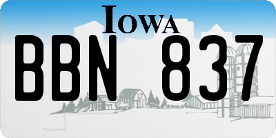 IA license plate BBN837