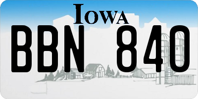 IA license plate BBN840