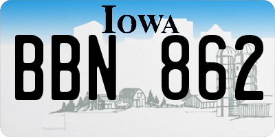 IA license plate BBN862