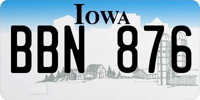 IA license plate BBN876