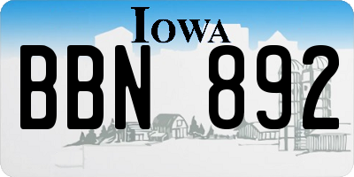 IA license plate BBN892