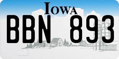 IA license plate BBN893