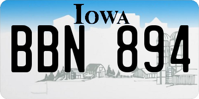 IA license plate BBN894