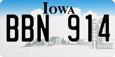 IA license plate BBN914