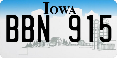IA license plate BBN915