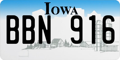 IA license plate BBN916