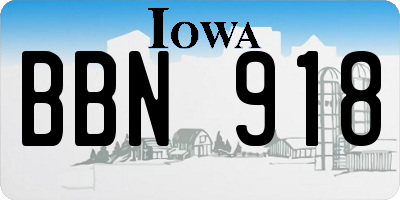 IA license plate BBN918