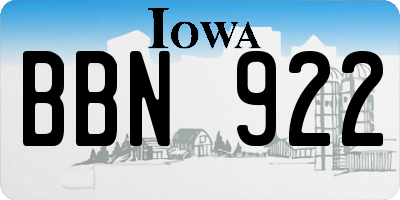 IA license plate BBN922