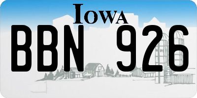 IA license plate BBN926