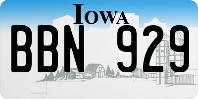 IA license plate BBN929