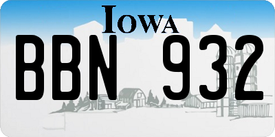 IA license plate BBN932