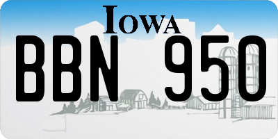 IA license plate BBN950