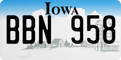 IA license plate BBN958