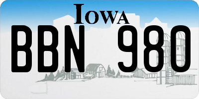 IA license plate BBN980