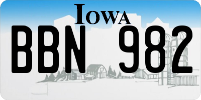 IA license plate BBN982