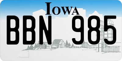 IA license plate BBN985