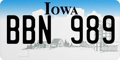 IA license plate BBN989