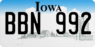 IA license plate BBN992