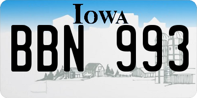 IA license plate BBN993