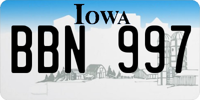 IA license plate BBN997