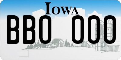IA license plate BBO000