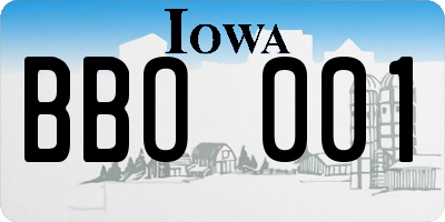 IA license plate BBO001