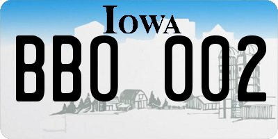 IA license plate BBO002