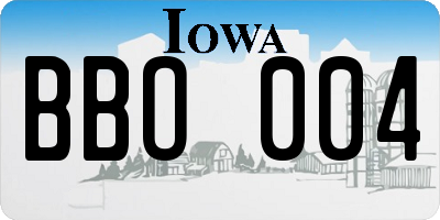 IA license plate BBO004