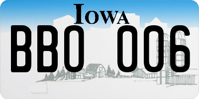 IA license plate BBO006