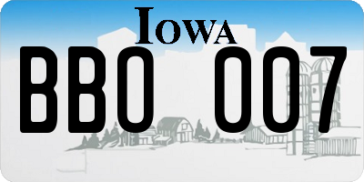 IA license plate BBO007